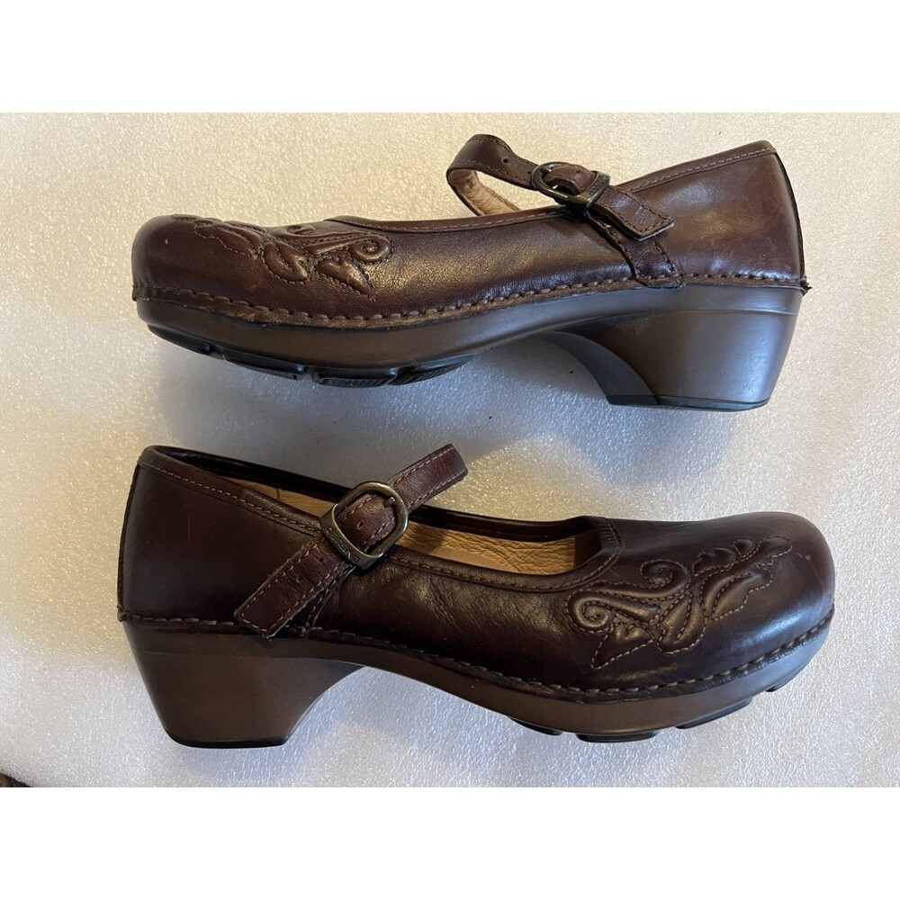 DANSKO Savannah Shoes Clogs Brown Womens Leather Mary Jane Comfort Sz 39 8.5-9